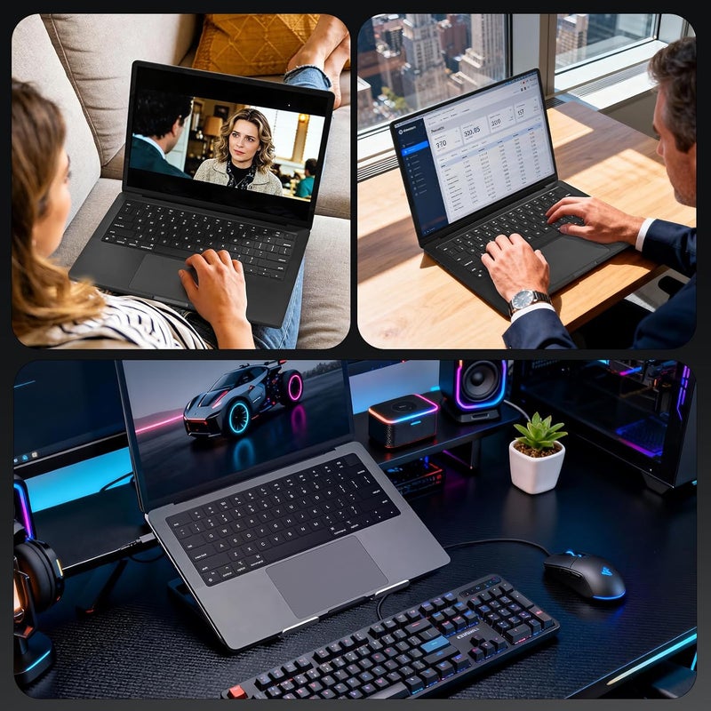 Eoocoo غطاء لوحة مفاتيح متميز، واقي رقيق للغاية، متوافق مع ماك بوك برو M5 14" 16" M4 M3 M2 M1 برو ماكس شريحة، ماك بوك إير 2026-2021 15" 13.6" M4 M3 M2 شريحة، سيليكون أسود - Image 3